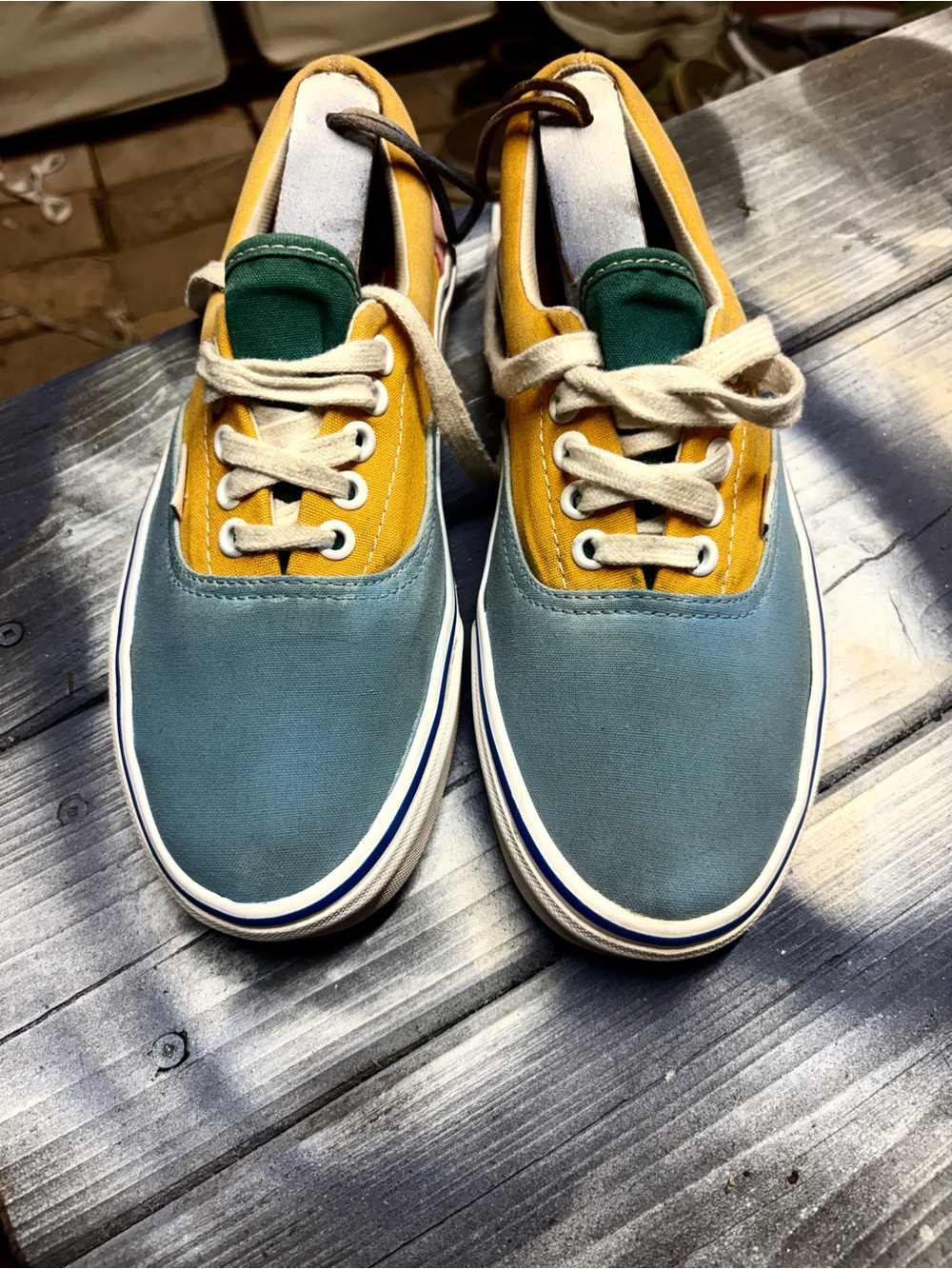 Vans Colorblock Low-Top Sneakers in Teal, Mustard & Green womens 8.5